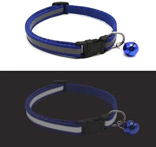Tondwin - Collar para gato (nailon suave, reflectante, con campana, ajustable, para cachorros de perros pequeños