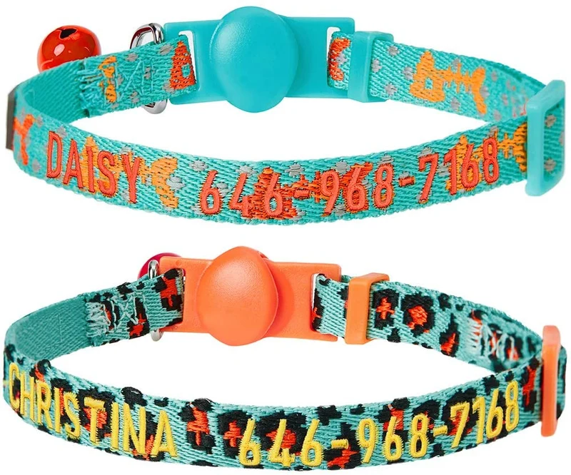 Blueberry Pet - Collares de seguridad para gato con opción personalizada, 2 unidades