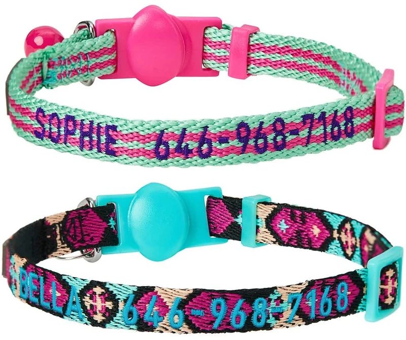 Blueberry Pet - Collares de seguridad para gato con opción personalizada, 2 unidades