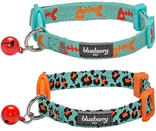 Blueberry Pet - Collares de seguridad para gato con opción personalizada, 2 unidades