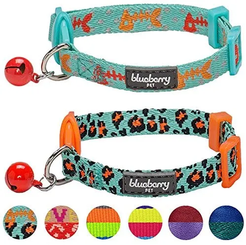 Blueberry Pet - Collares de seguridad para gato con opción personalizada, 2 unidades