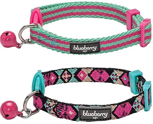 Blueberry Pet - Collares de seguridad para gato con opción personalizada, 2 unidades