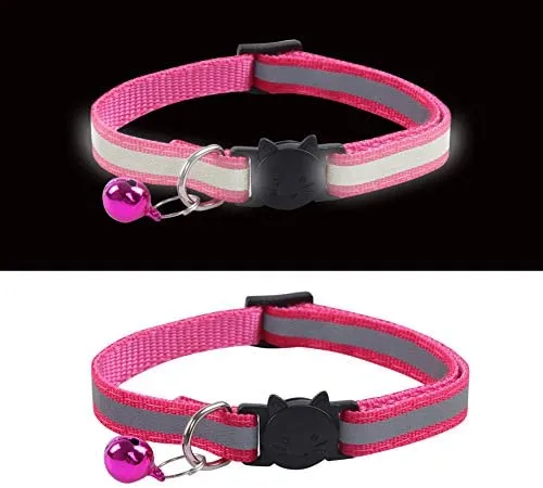 KZHAREE Collar reflectante de nailon para gato, campana, ajustable, para perros pequeños (12 piezas/juego)