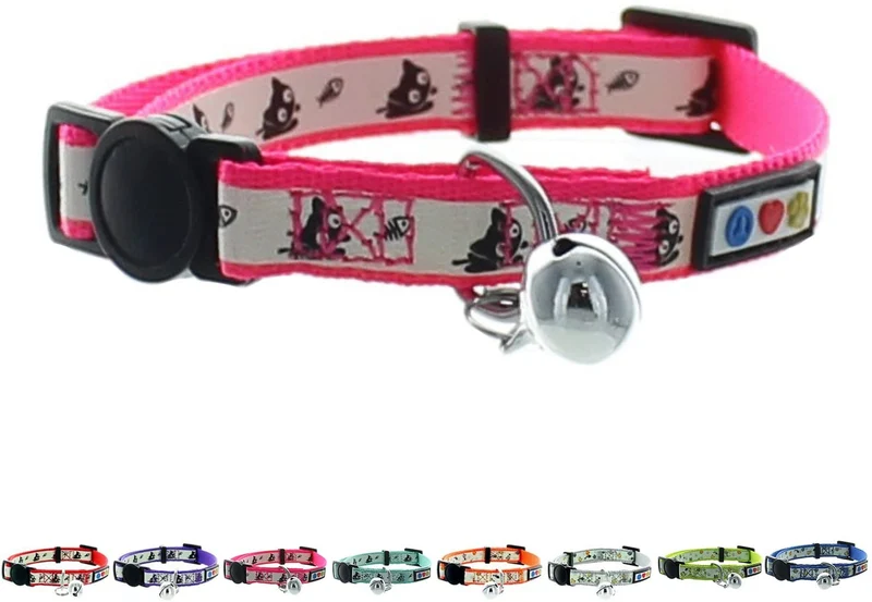 Collar para gato que brilla en la oscuridad con hebilla y campana Pawtitas