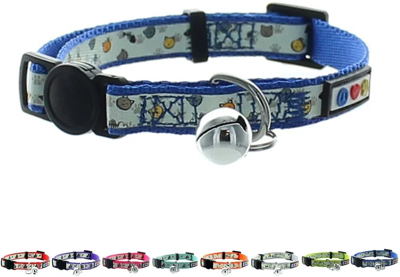 Collar para gato que brilla en la oscuridad con hebilla y campana Pawtitas