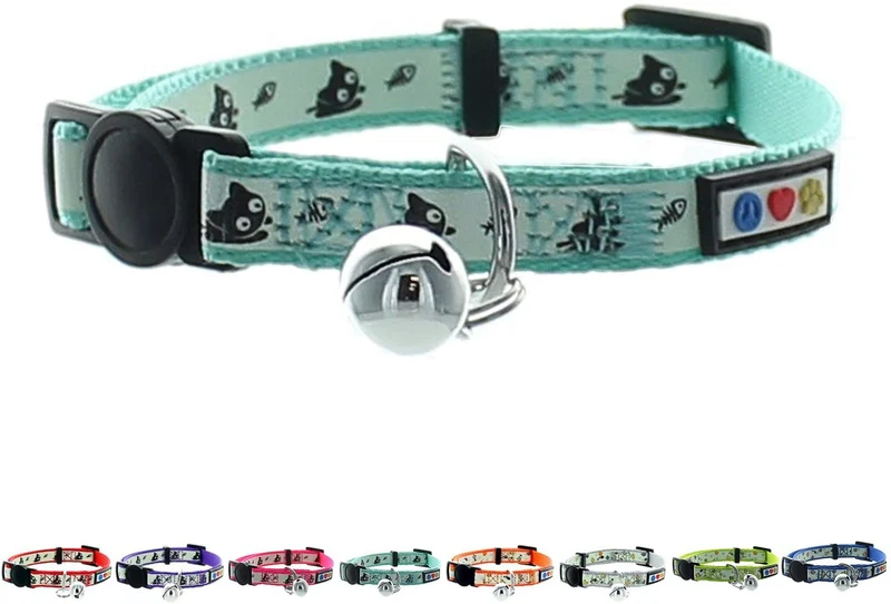 Collar para gato que brilla en la oscuridad con hebilla y campana Pawtitas