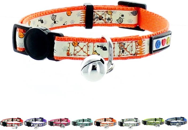 Collar para gato que brilla en la oscuridad con hebilla y campana Pawtitas