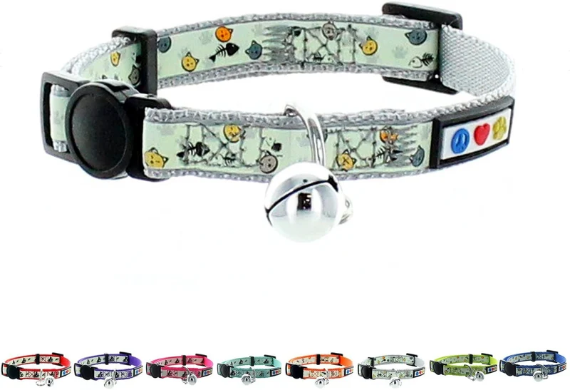 Collar para gato que brilla en la oscuridad con hebilla y campana Pawtitas