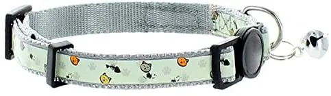 Collar para gato que brilla en la oscuridad con hebilla y campana Pawtitas