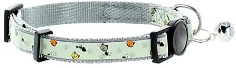 Collar para gato que brilla en la oscuridad con hebilla y campana Pawtitas