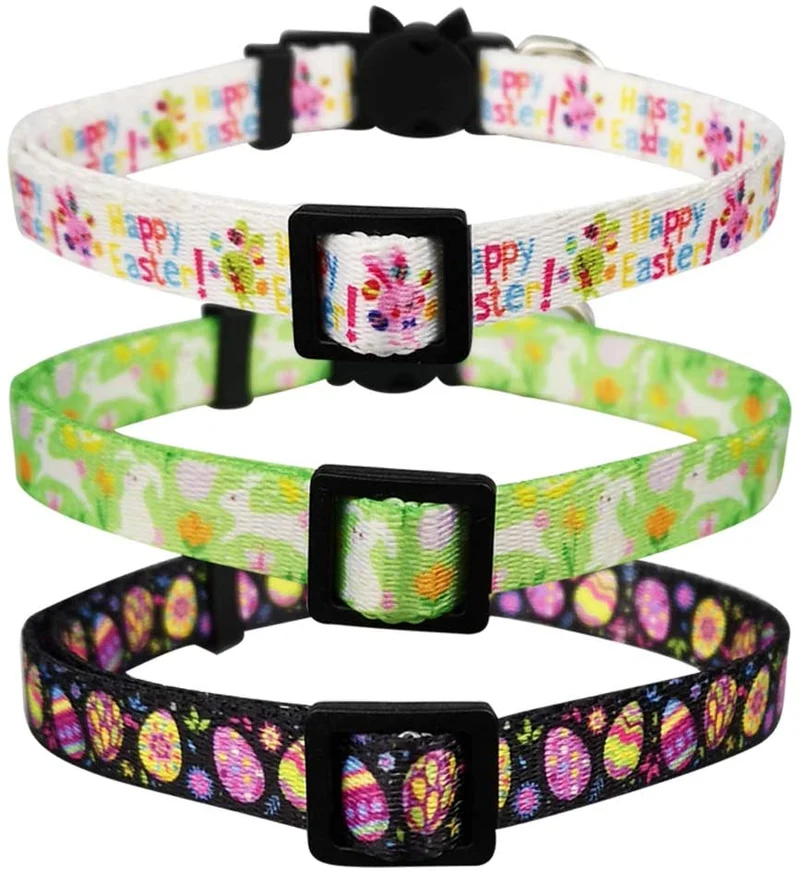 Lamphyface 3 Pack Easter Cat Collar with Bell Breakaway Adjustable