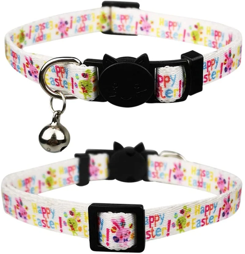 Lamphyface 3 Pack Easter Cat Collar with Bell Breakaway Adjustable