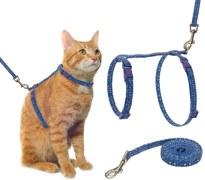 PUPTECK - Arnés para gato con correa, correa suave ajustable con diseño de moda