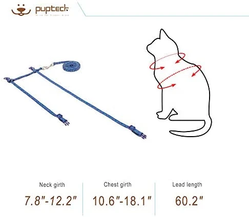PUPTECK - Arnés para gato con correa, correa suave ajustable con diseño de moda