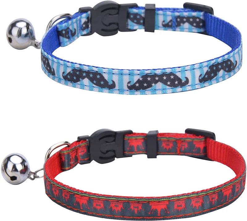 bingpet 2 Pcs/set Nylon personalizado Cat Breakaway Collar ajustable con Bell