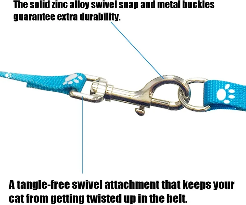 GABraden Arnés y correa para gato con collar de rotura – a prueba de escape, ajustable para caminar al aire libre, hebilla de seguridad duradera de nailon azul