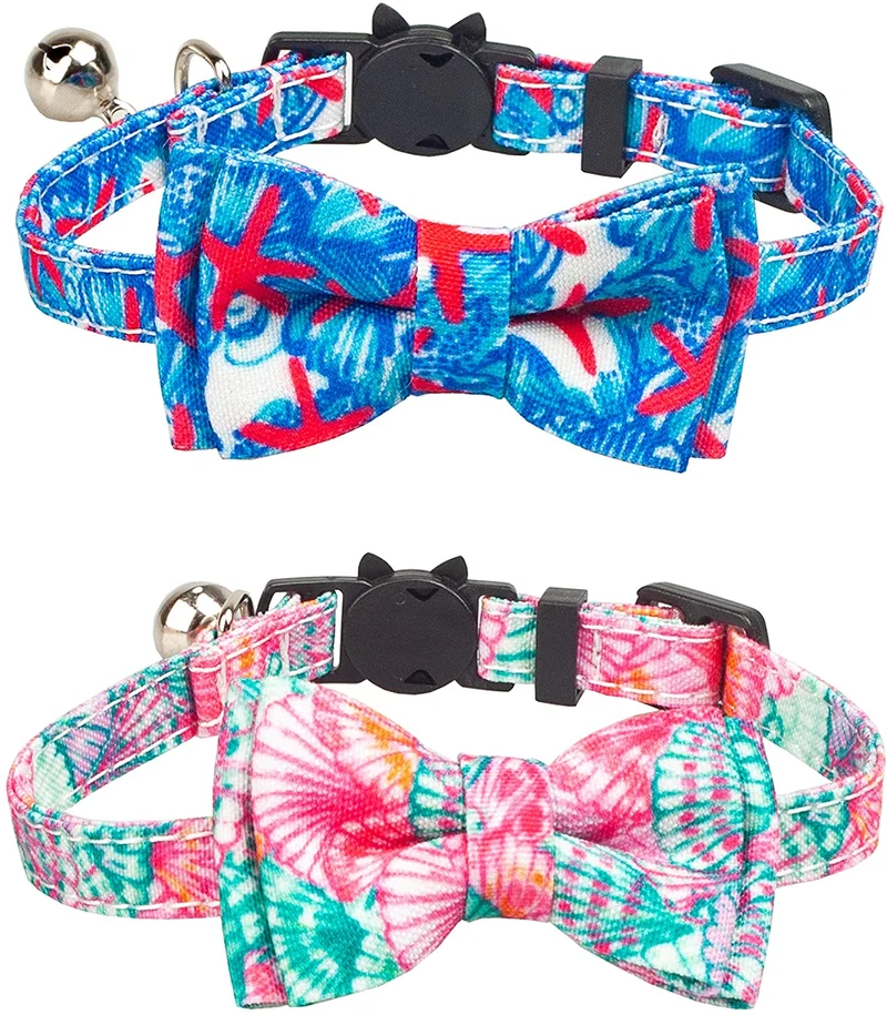Gyapet Collar para gatos y mascotas Romper con timbre Bowtie Floral lazo desmontable ajustable de seguridad cachorro