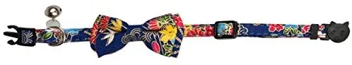 Gyapet Collar para gatos y mascotas Romper con timbre Bowtie Floral lazo desmontable ajustable de seguridad cachorro