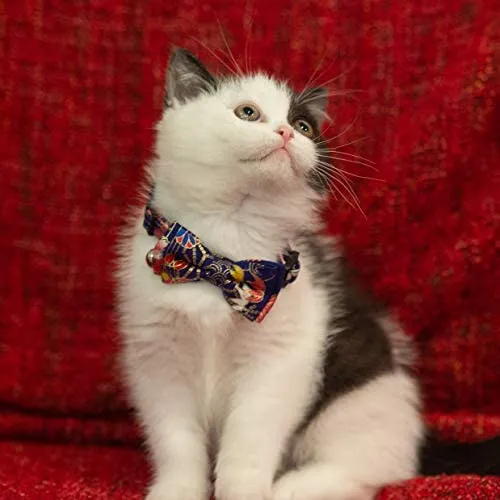 Gyapet Collar para gatos y mascotas Romper con timbre Bowtie Floral lazo desmontable ajustable de seguridad cachorro