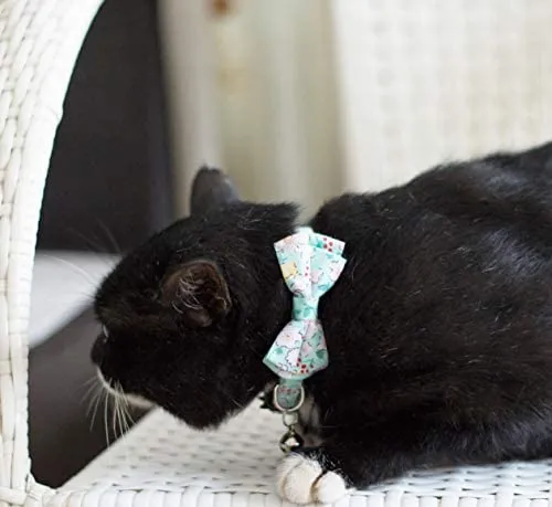 Gyapet Collar para gatos y mascotas Romper con timbre Bowtie Floral lazo desmontable ajustable de seguridad cachorro