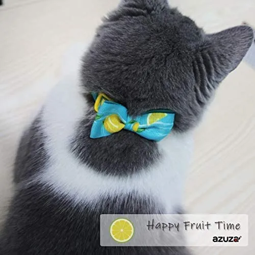 azuza Collar para gato con campana, collar ajustable para gato con pajarita, collares de seguridad para gatos, paquete de 2