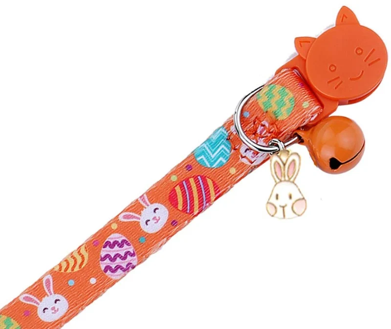 Boombone Collar de gato de Pascua con campana, collar de cachorro naranja para perros pequeños