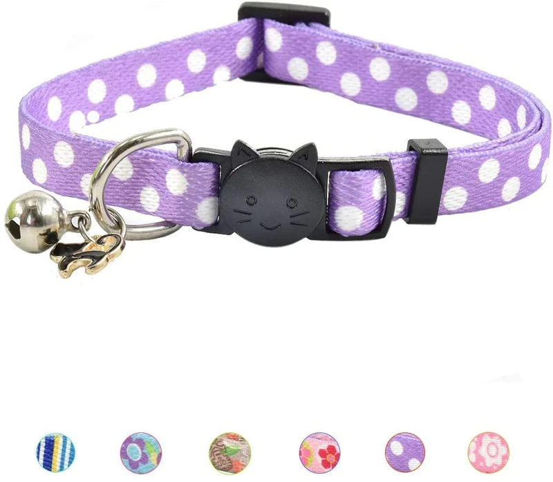 XPangle Collar para gato con campana, lindo collar de seguridad ajustable para gatito cachorro cuello 7.8 – 11.8 pulgadas