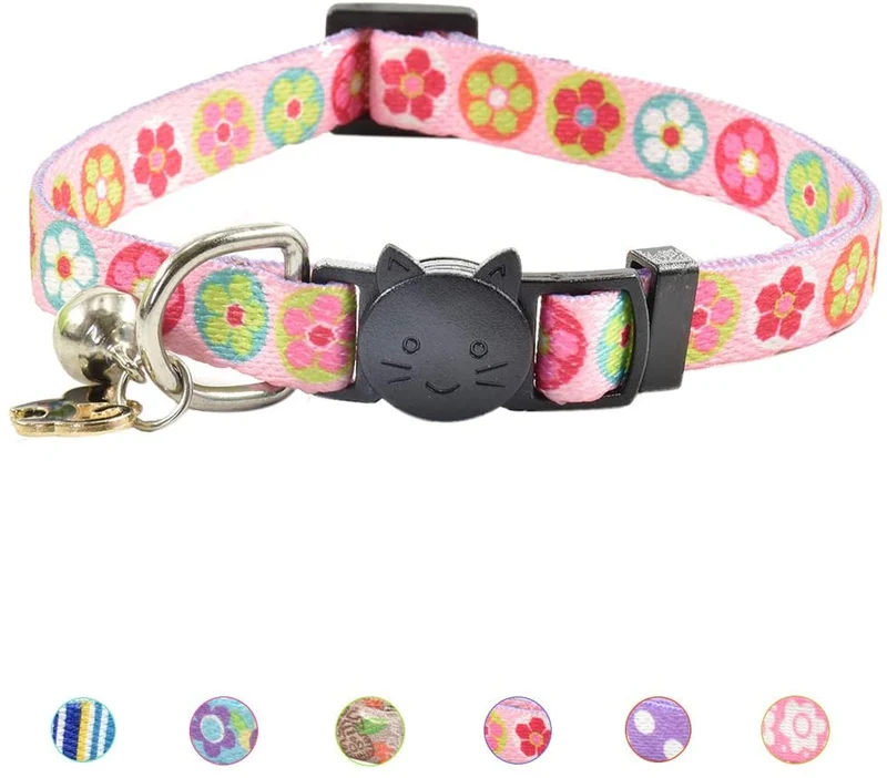 XPangle Collar para gato con campana, lindo collar de seguridad ajustable para gatito cachorro cuello 7.8 – 11.8 pulgadas