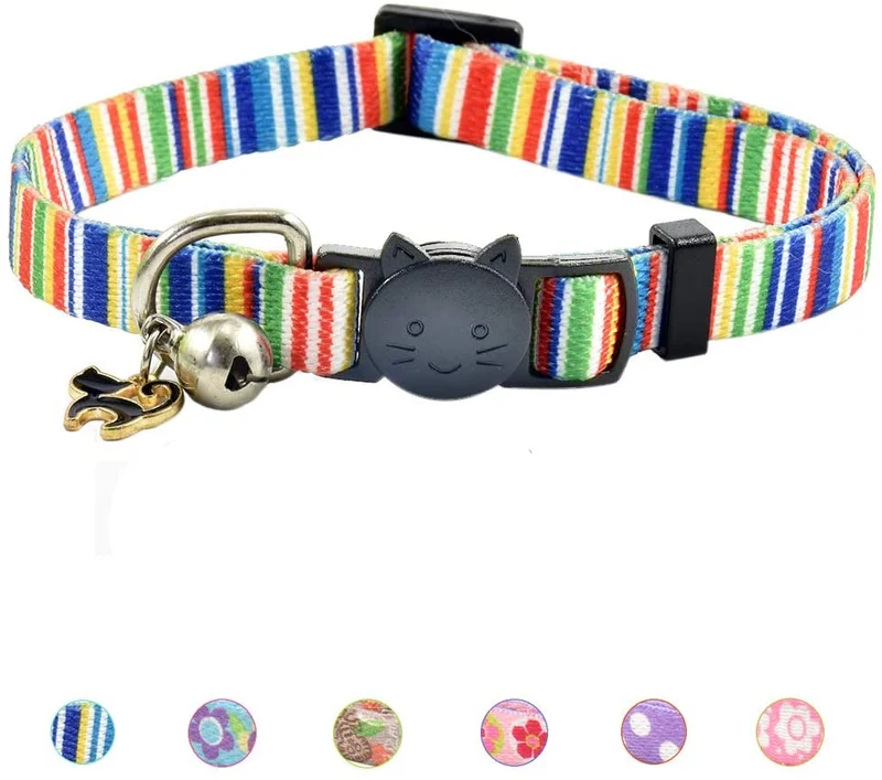 XPangle Collar para gato con campana, lindo collar de seguridad ajustable para gatito cachorro cuello 7.8 – 11.8 pulgadas