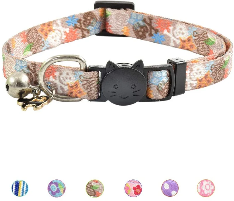 XPangle Collar para gato con campana, lindo collar de seguridad ajustable para gatito cachorro cuello 7.8 – 11.8 pulgadas