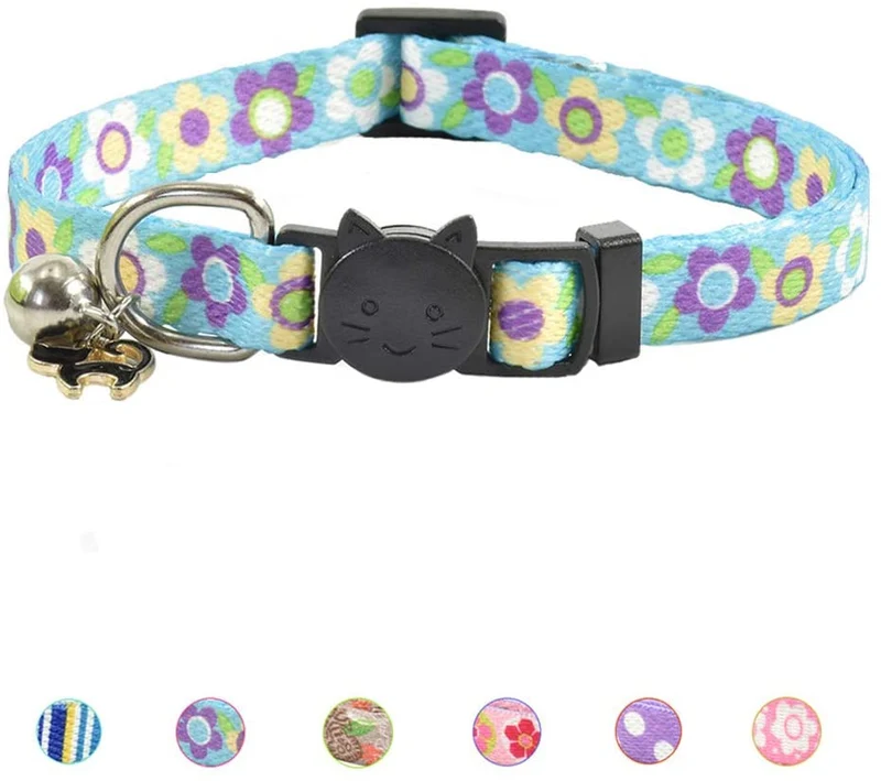 XPangle Collar para gato con campana, lindo collar de seguridad ajustable para gatito cachorro cuello 7.8 – 11.8 pulgadas