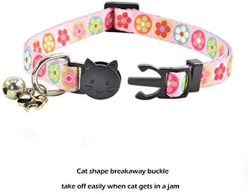 XPangle Collar para gato con campana, lindo collar de seguridad ajustable para gatito cachorro cuello 7.8 – 11.8 pulgadas