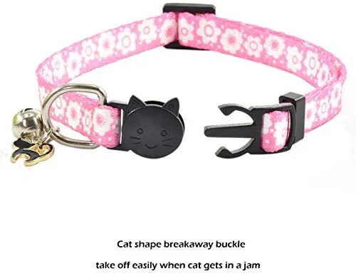 XPangle Collar para gato con campana, lindo collar de seguridad ajustable para gatito cachorro cuello 7.8 – 11.8 pulgadas