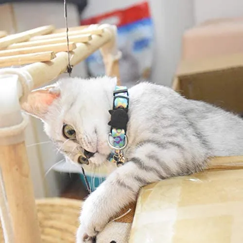 XPangle Collar para gato con campana, lindo collar de seguridad ajustable para gatito cachorro cuello 7.8 – 11.8 pulgadas