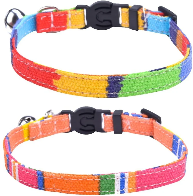 2 Pcs/set cat Collar escindidas lona Safe gatito cachorro collares con Bell ajustable