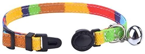 2 Pcs/set cat Collar escindidas lona Safe gatito cachorro collares con Bell ajustable