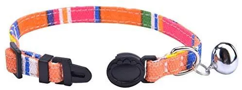 2 Pcs/set cat Collar escindidas lona Safe gatito cachorro collares con Bell ajustable