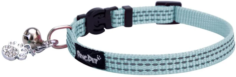 Collar de seguridad de nailon reflectante para gato, collar ajustable, con campanilla y y adorno de huella de la marca Bingpet
