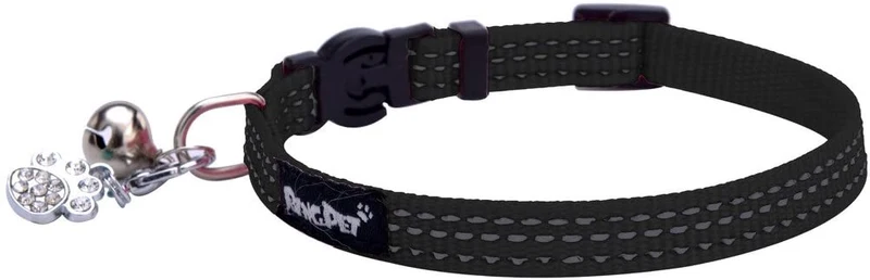Collar de seguridad de nailon reflectante para gato, collar ajustable, con campanilla y y adorno de huella de la marca Bingpet