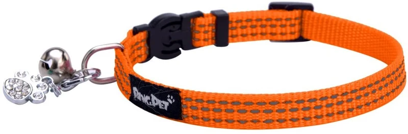 Collar de seguridad de nailon reflectante para gato, collar ajustable, con campanilla y y adorno de huella de la marca Bingpet