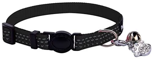 Collar de seguridad de nailon reflectante para gato, collar ajustable, con campanilla y y adorno de huella de la marca Bingpet