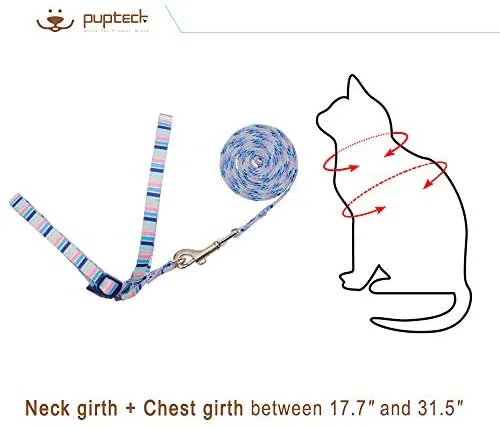 PUPTECK Arnés para gato con correa – Correa suave ajustable con arnés estilo figura 8 pulgadas, adorable y especial