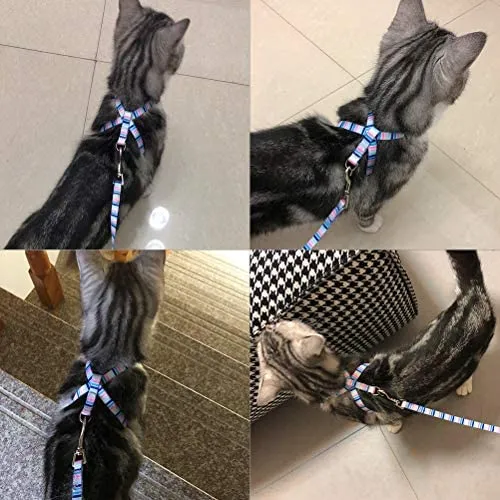PUPTECK Arnés para gato con correa – Correa suave ajustable con arnés estilo figura 8 pulgadas, adorable y especial