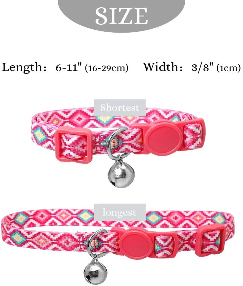 Didog - 6 collares de gato de color fresco con campana, de nailon suave y ajustable, con hebilla de seguridad, para gatitos, perros pequeños