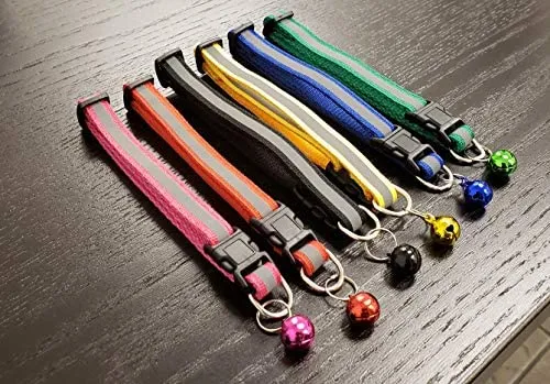 Collar de gato reflectante con campana para mascotas (gatos, perros, animales pequeños) – poliéster duradero por Prime Pet