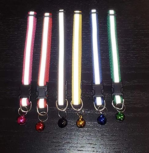 Collar de gato reflectante con campana para mascotas (gatos, perros, animales pequeños) – poliéster duradero por Prime Pet
