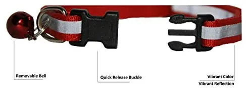 Collar de gato reflectante con campana para mascotas (gatos, perros, animales pequeños) – poliéster duradero por Prime Pet