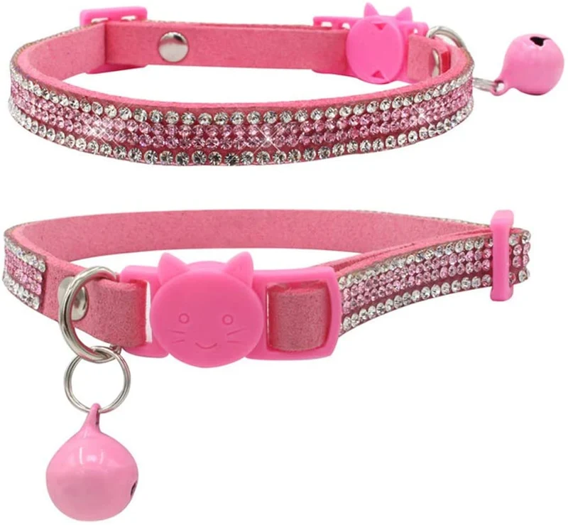 DAIHAQIKO - Collar para gato con campana, ajustable, diseño de gatitos