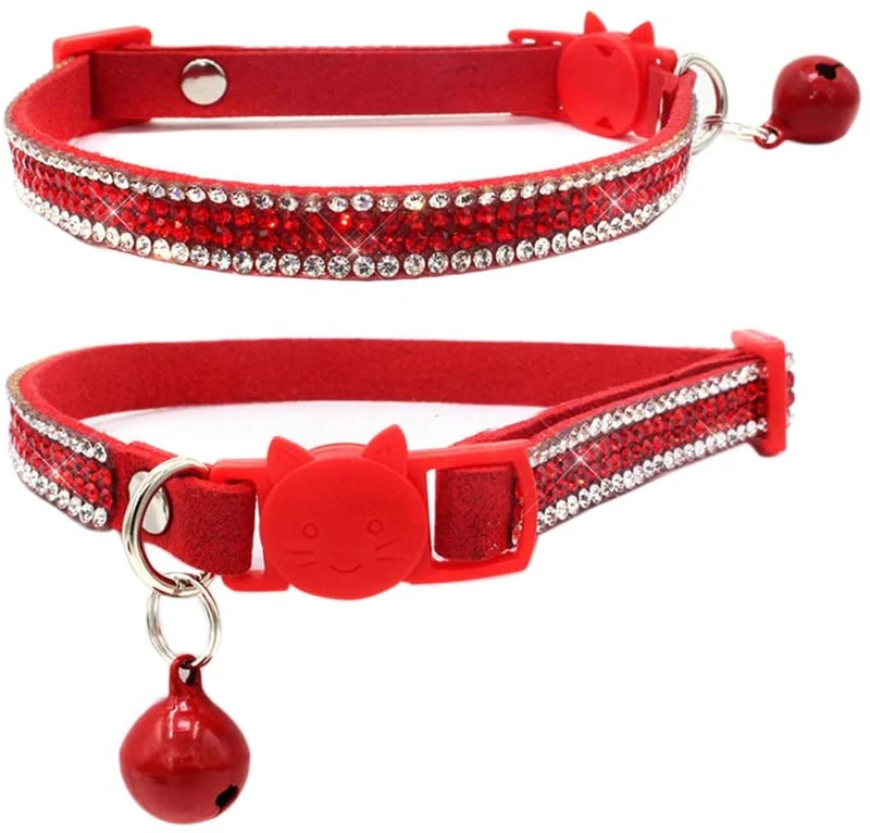 DAIHAQIKO - Collar para gato con campana, ajustable, diseño de gatitos