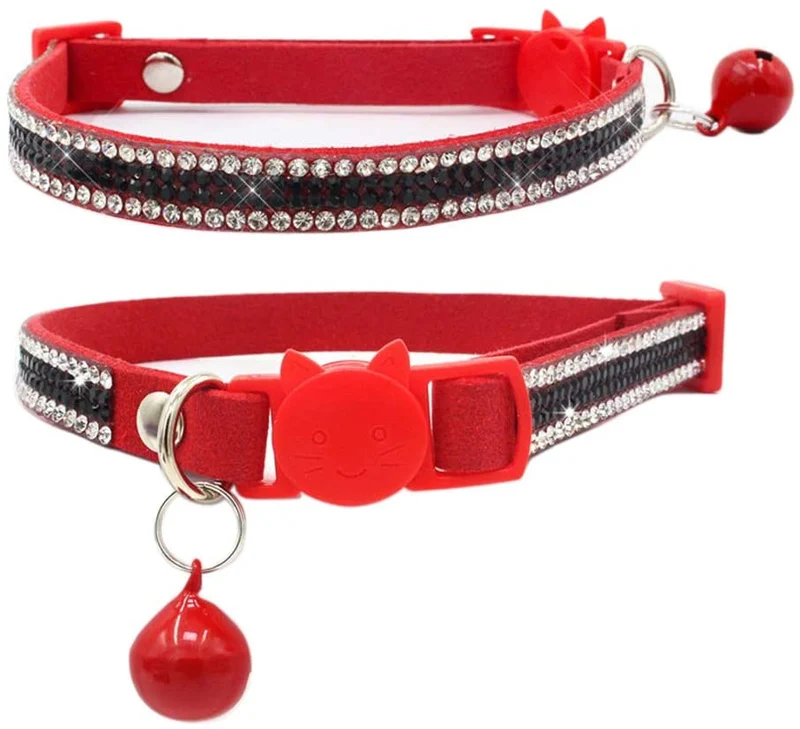 DAIHAQIKO - Collar para gato con campana, ajustable, diseño de gatitos
